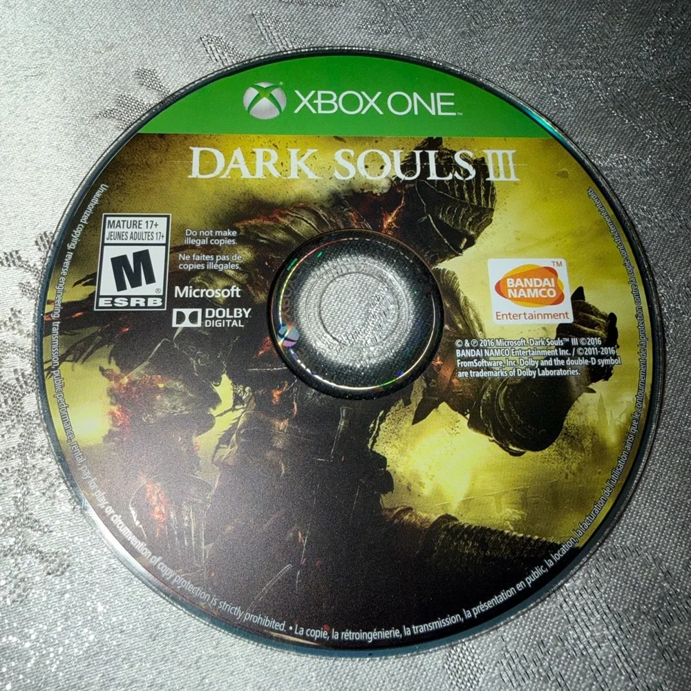 Microsoft Xbox One Dark Souls 3 Video Game Disc Tested Works Great Used Pre Own.